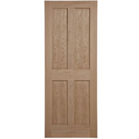 4 panel Oak veneer Internal Fire Door, (H)1981mm (W)686mm (T)40mm