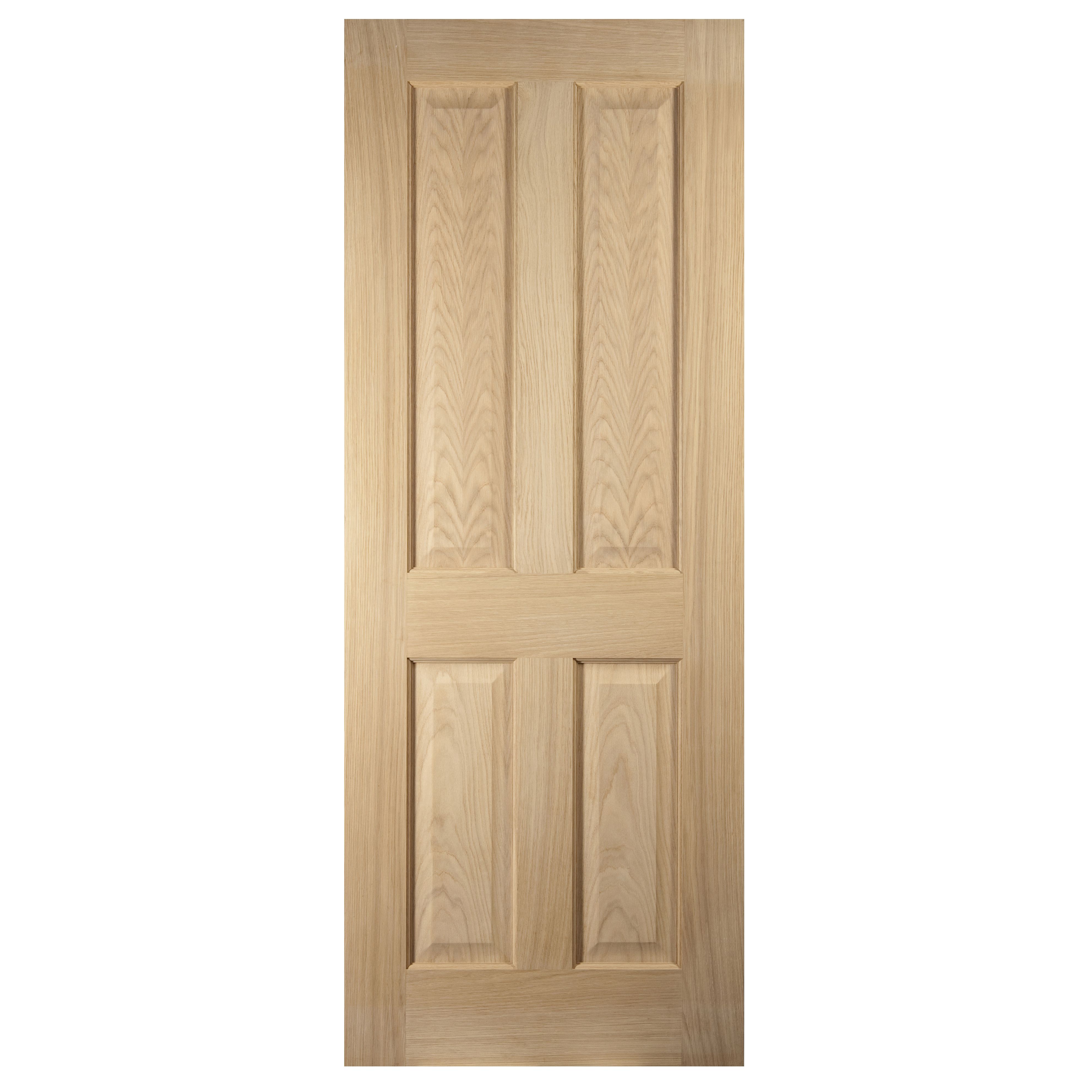 4 Panel Oak Veneer LH & RH Internal Fire Door, (H)1981mm (W)762mm | DIY ...