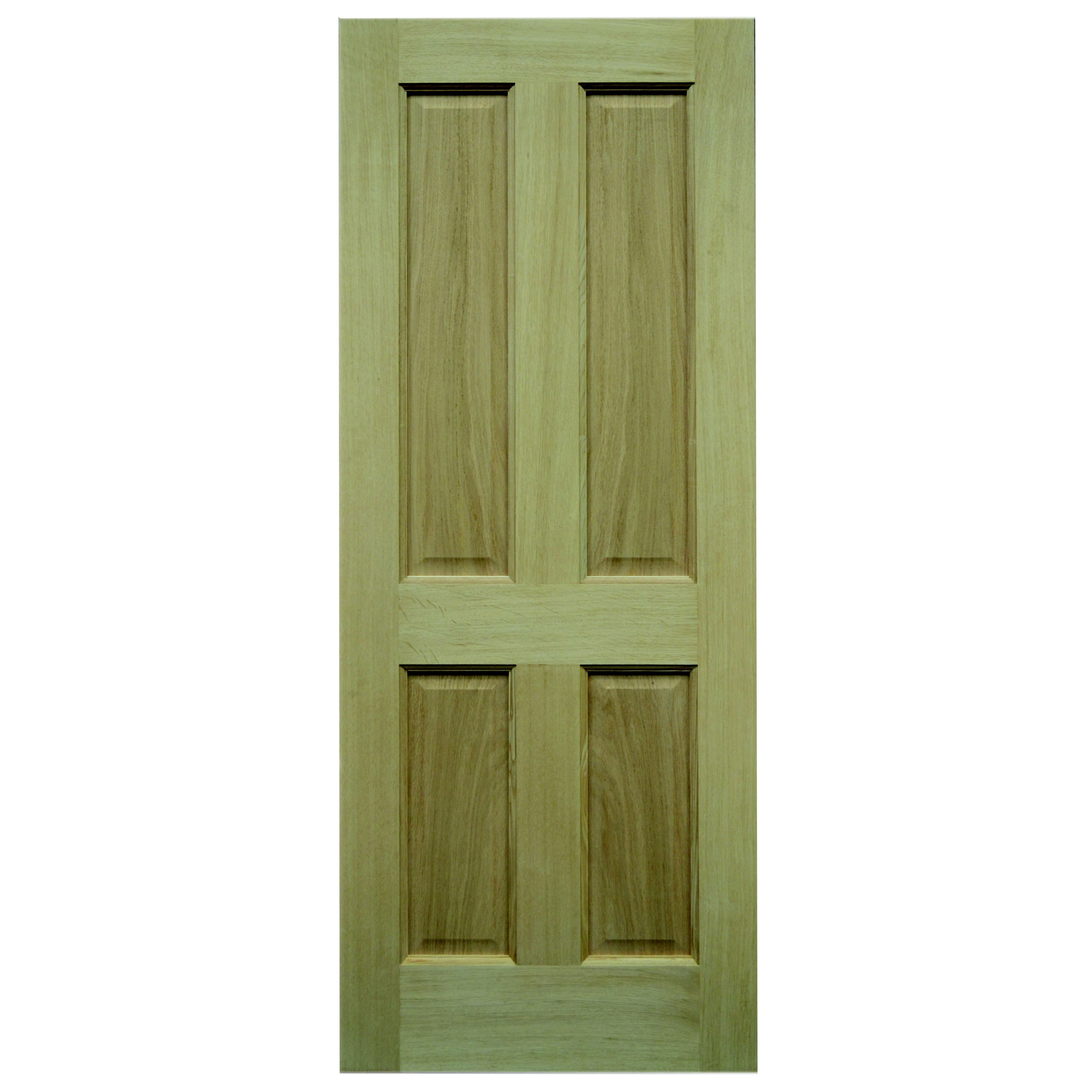 4 Panel Oak Veneer Unglazed External Front/back Door, (H)1981mm (W ...