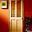 4 panel Patterned Frosted Glazed Knotty pine LH & RH Internal Door, (H)1981mm (W)762mm
