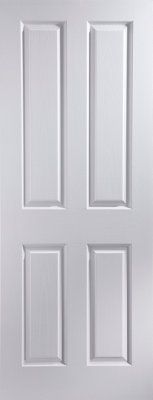 4 panel Patterned White Internal Door, (H)2040mm (W)726mm (T)44mm