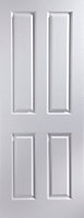 4 panel Pre-painted White Woodgrain effect LH & RH Internal Door, (H)1981mm (W)686mm