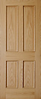 4 panel Prefinished Unglazed Oak veneer Internal Door, (H)1981mm (W)686mm (T)35mm