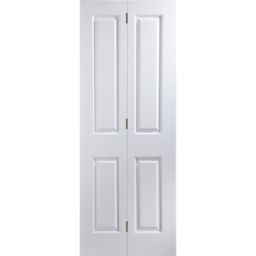 4 panel Primed White Internal Bi-fold Door set, (H)1950mm (W)674mm