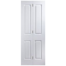 4 panel Primed White Internal Bi-fold Door set, (H)1950mm (W)750mm