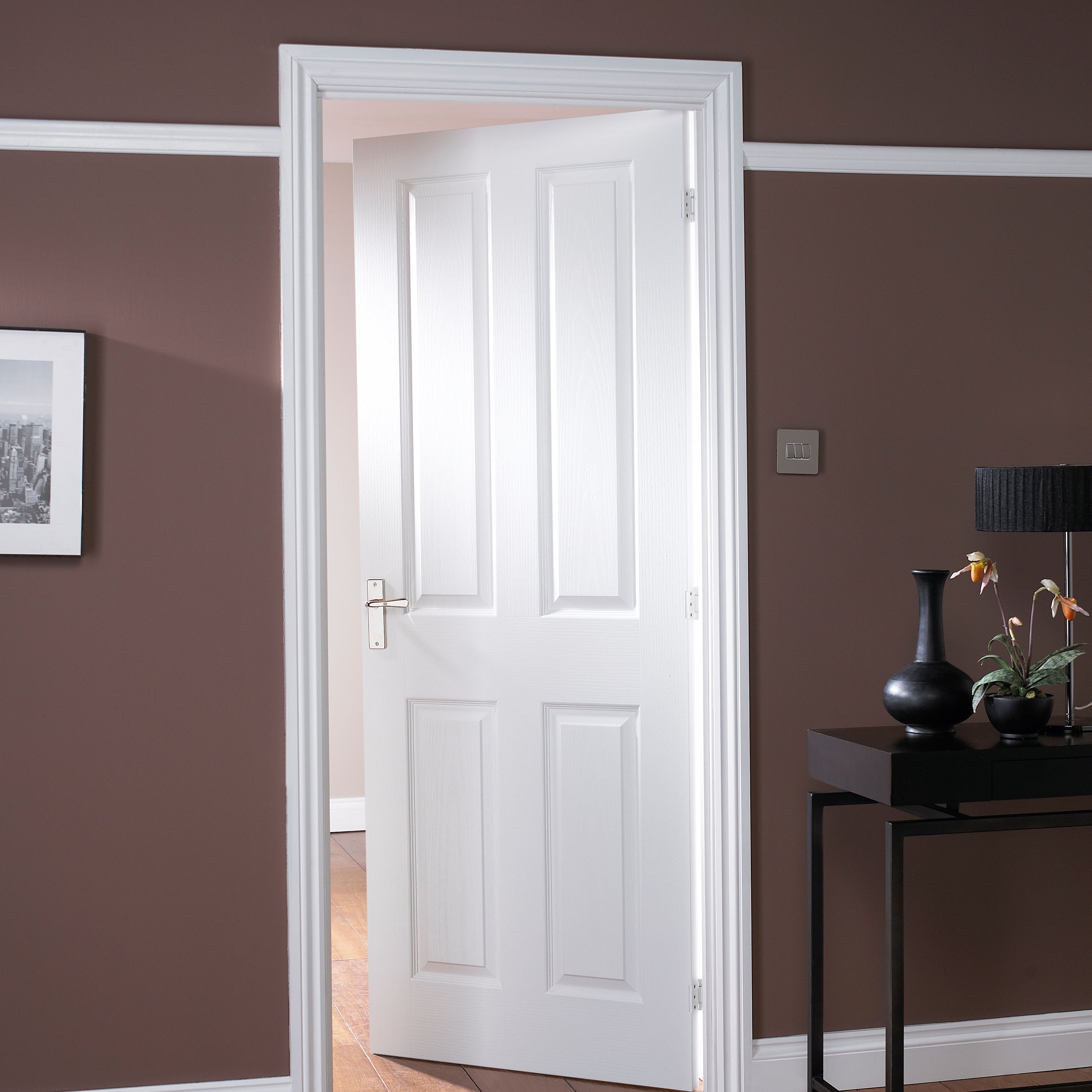 4 Panel Primed White Lh Rh Internal Door H 1981mm W 610mm~03847374 05bq?$MOB PREV$&$width=768&$height=768