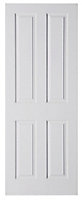 4 panel Primed White Softwood LH & RH Internal Door, (H)2032mm (W)813mm