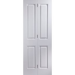 4 panel Primed White Woodgrain effect Internal Bi-fold Door set, (H)1950mm (W)595mm