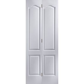 4 panel Primed White Woodgrain effect Internal Bi-fold Door set, (H)1950mm (W)750mm