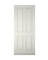4 panel Raised moulding Primed White LH & RH External Front Door, (H)1981mm (W)838mm