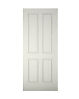 4 panel Raised moulding White LH & RH External Front Door set & letter plate, (H)2125mm (W)907mm