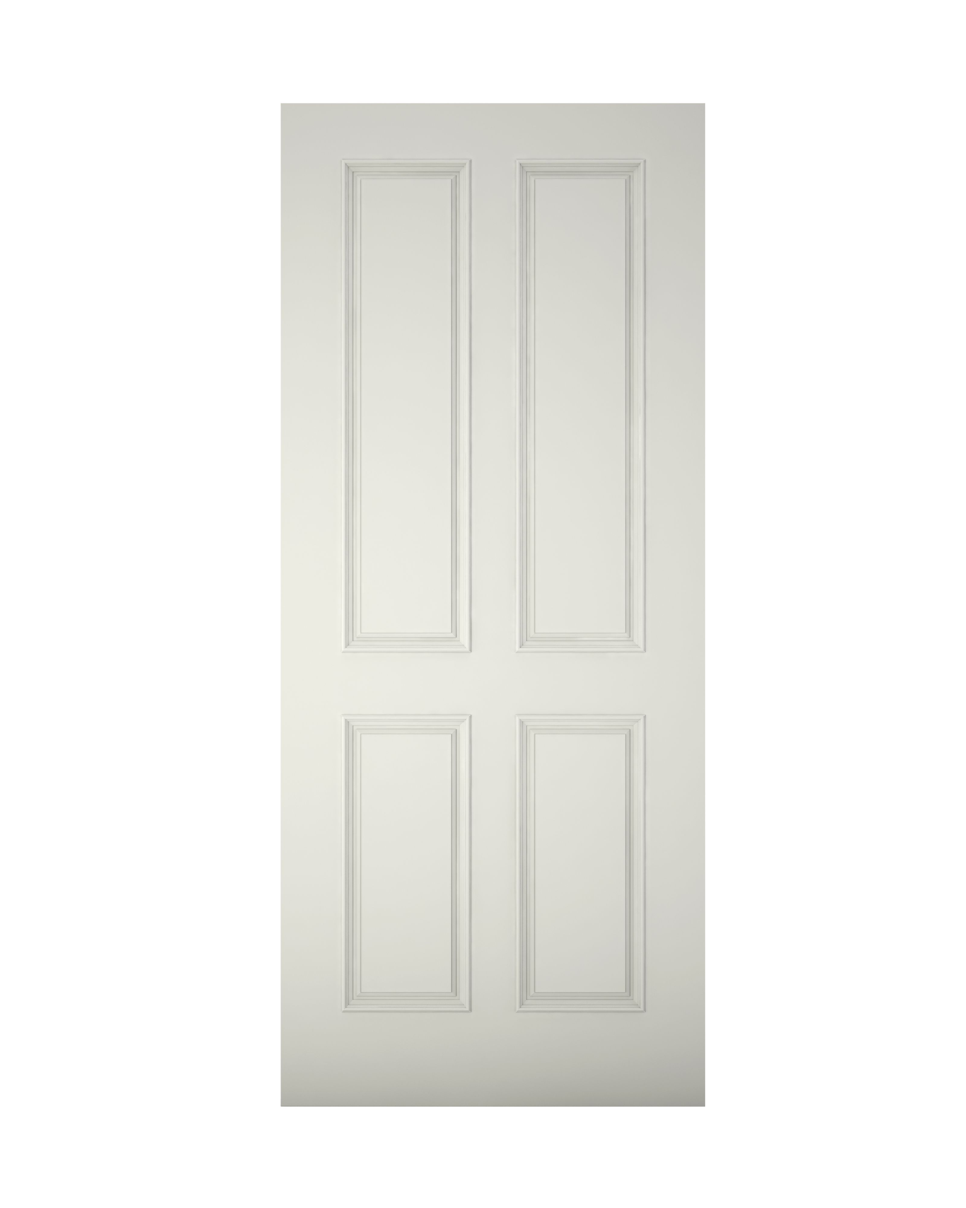 4 panel Raised moulding White Reversible External Front Door set, (H)2125mm (W)907mm