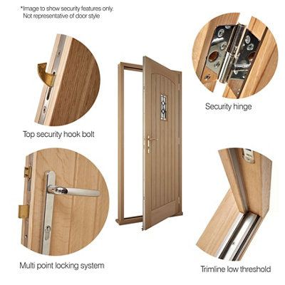 4 panel Raised moulding White Reversible External Front Door set, (H)2125mm (W)907mm
