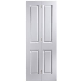 4 panel Unglazed Contemporary White Woodgrain effect Internal Bi-fold Door set, (H)1950mm (W)826mm