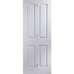 4 panel Unglazed Contemporary White Woodgrain effect Internal Bi-fold Door set, (H)1981mm (W)610mm