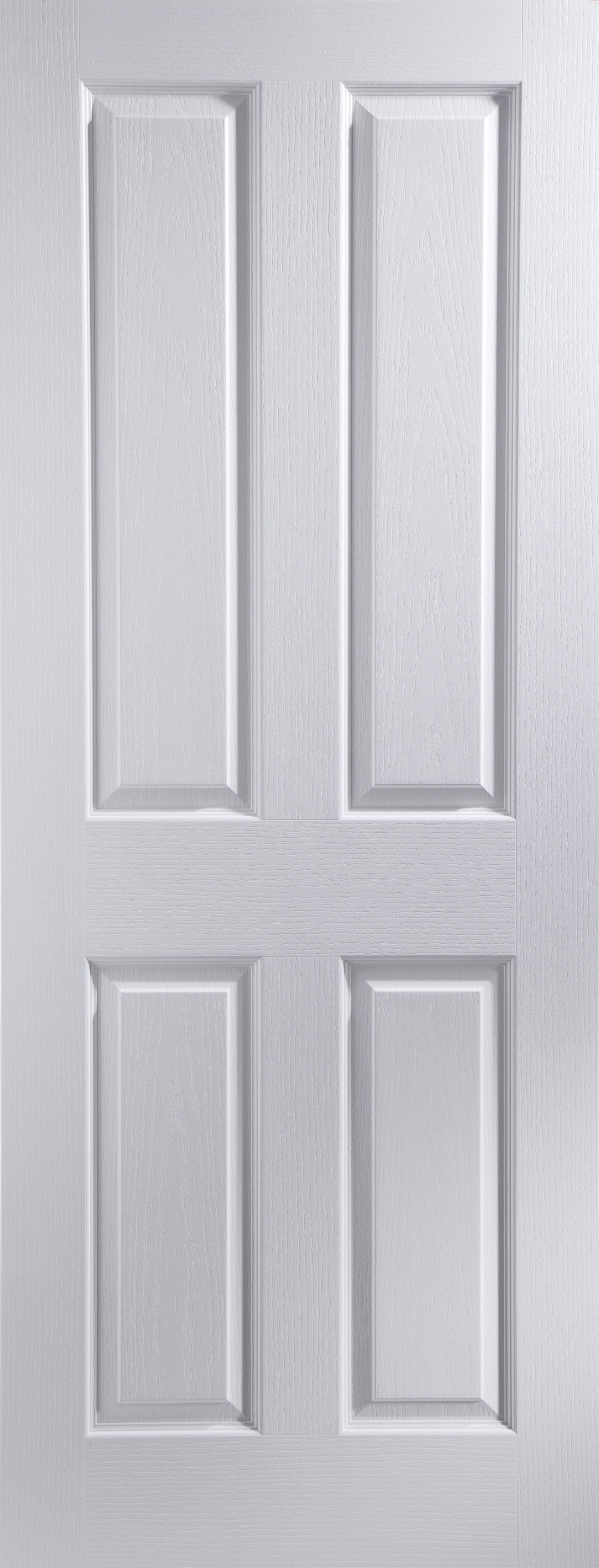 4 panel Unglazed Contemporary White Woodgrain effect Internal Door, (H)1981mm (W)838mm (T)35mm