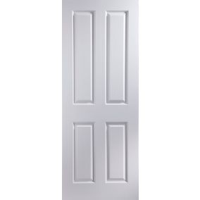 4 panel Unglazed Contemporary White Woodgrain effect Internal Fire door, (H)2040mm (W)826mm (T)44mm