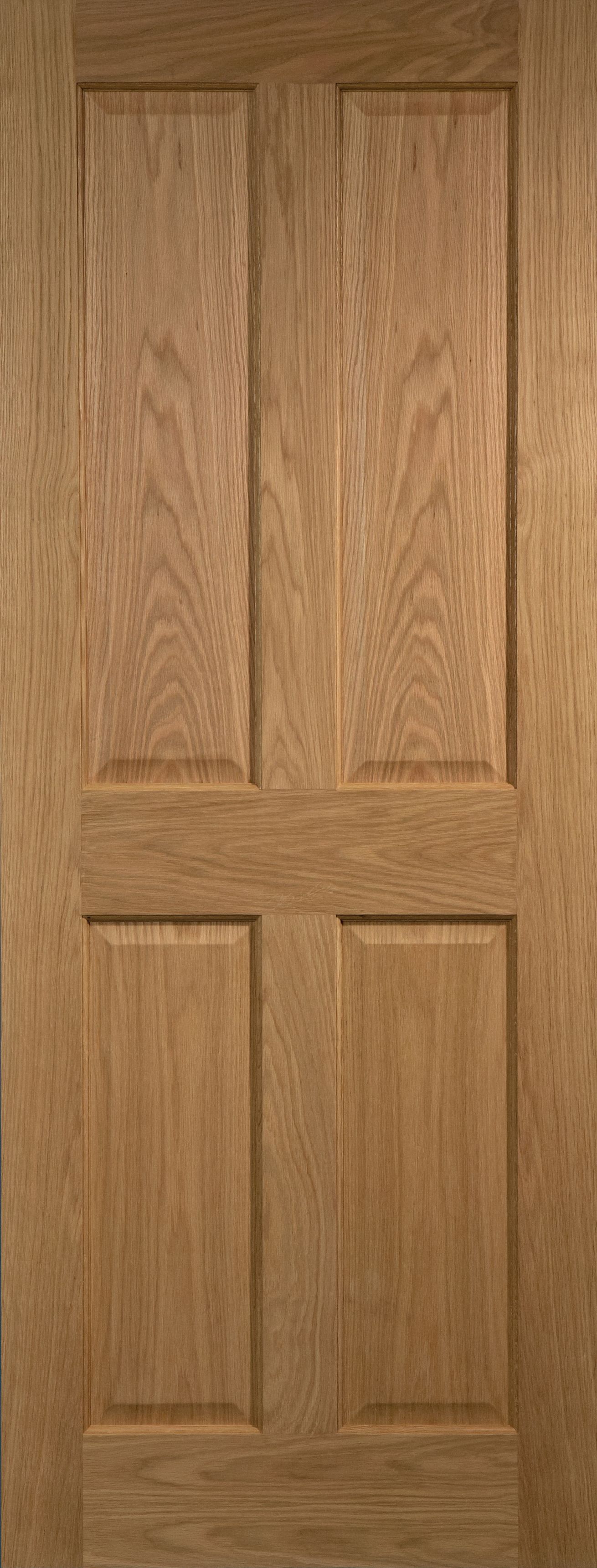 4 panel Unglazed Oak veneer Internal Door, (H)1981mm (W)686mm (T)35mm