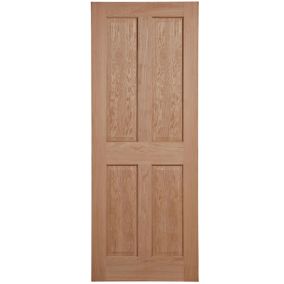 4 panel Unglazed Oak veneer Internal Door, (H)1981mm (W)762mm (T)35mm