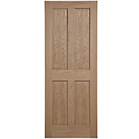 4 panel Unglazed Oak veneer Internal Door, (H)1981mm (W)838mm (T)44mm