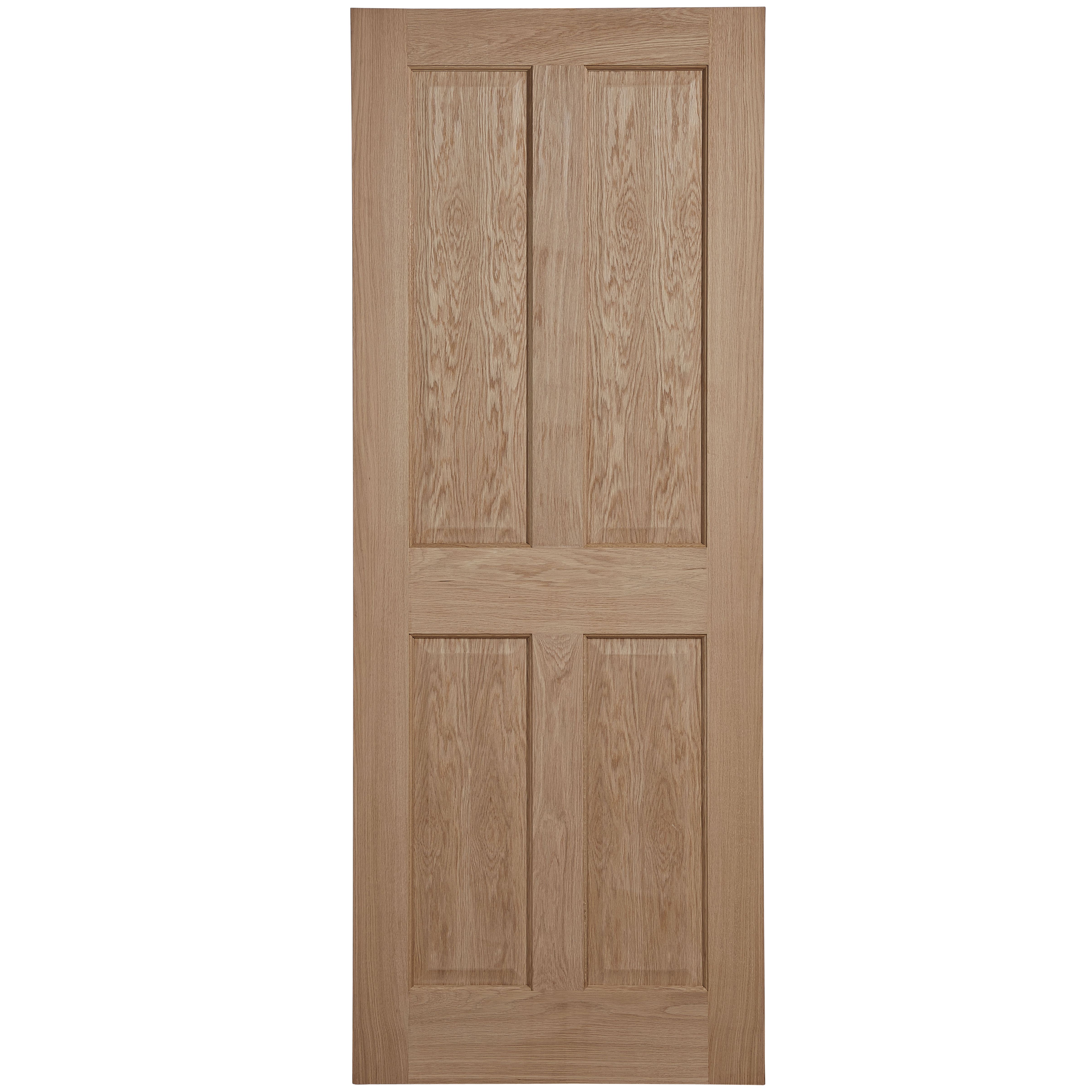 4 panel Unglazed Oak veneer Internal Door, (H)1981mm (W)838mm (T)44mm