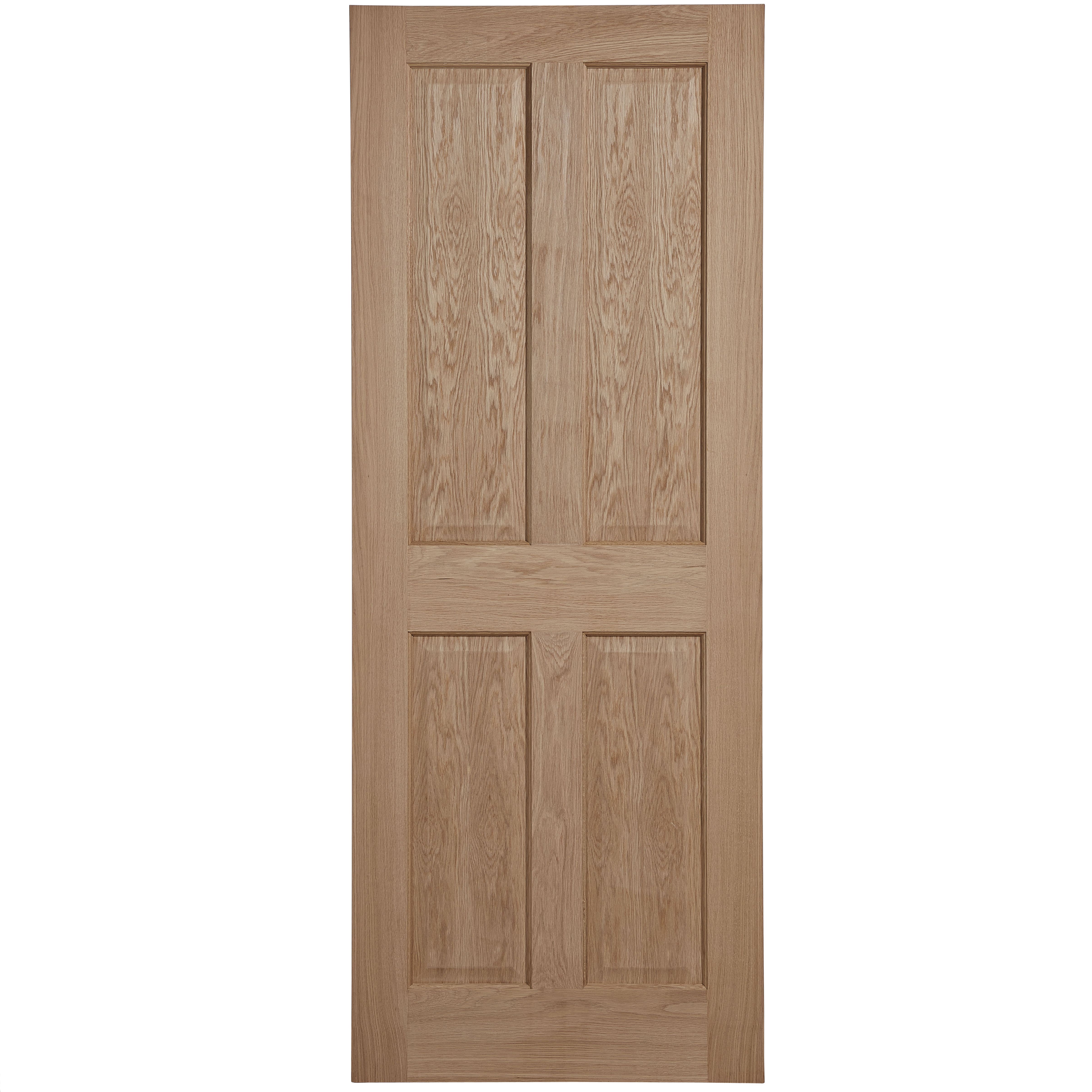 4 panel Unglazed Oak veneer Internal Fire door, (H)1981mm (W)686mm (T)40mm