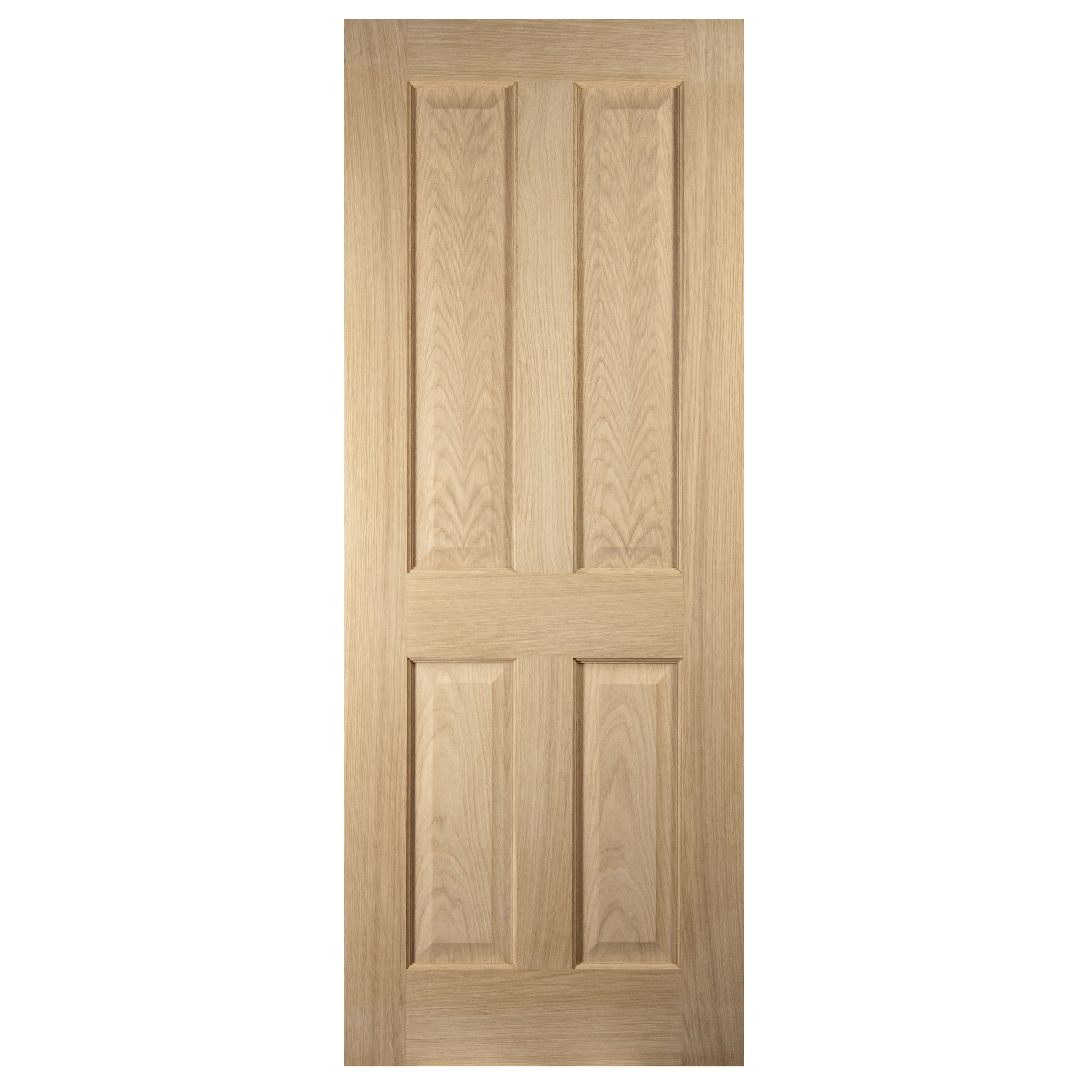 4 panel Unglazed Oak veneer Internal Fire door, (H)1981mm (W)762mm (T)35mm