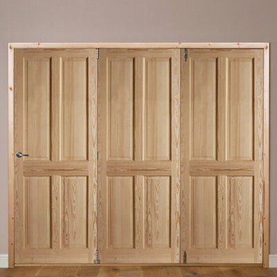 4 panel Unglazed Pine Internal Folding Door set, (H)2035mm (W)2146mm