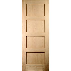 4 panel Unglazed Shaker Oak veneer Internal Door, (H)1981mm (W)762mm (T)35mm