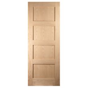 4 panel Unglazed Shaker Oak veneer Internal Fire door, (H)1981mm (W)686mm (T)44mm