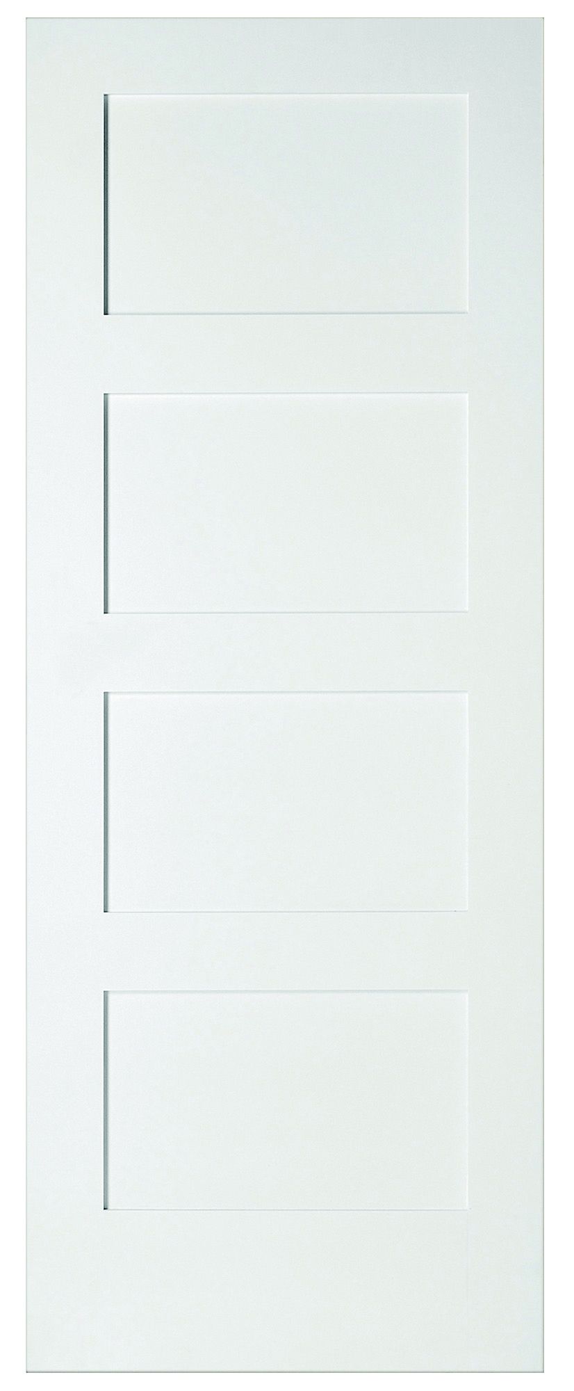 4 panel Unglazed Shaker White Internal Door, (H)1981mm (W)686mm (T)35mm