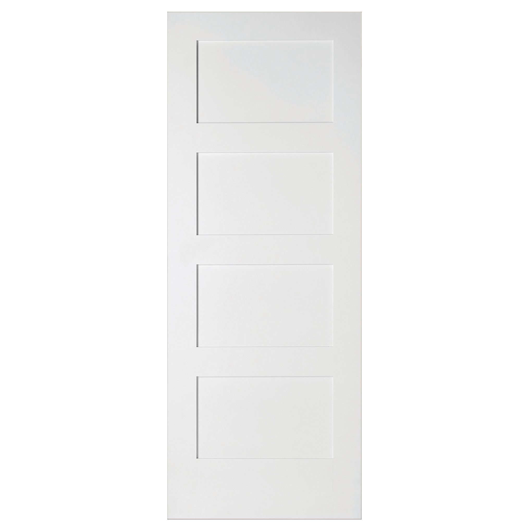 4 panel Unglazed Shaker White Internal Door, (H)1981mm (W)762mm (T)35mm ...