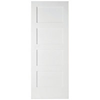 4 panel Unglazed Shaker White Internal Door, (H)1981mm (W)838mm (T)35mm