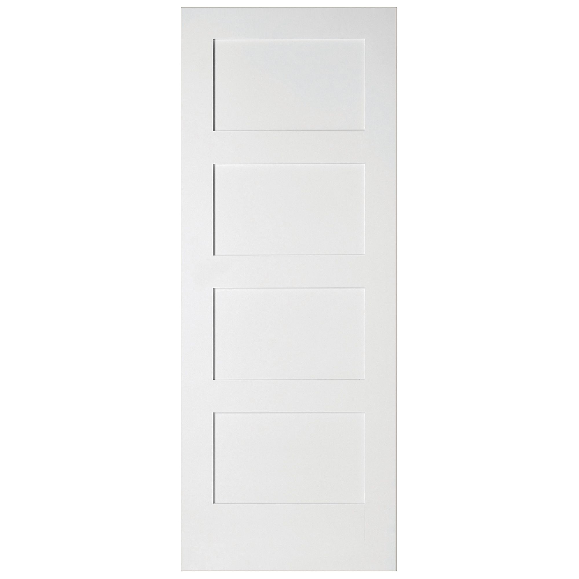 4 panel Unglazed Shaker White Internal Door, (H)1981mm (W)838mm (T)35mm