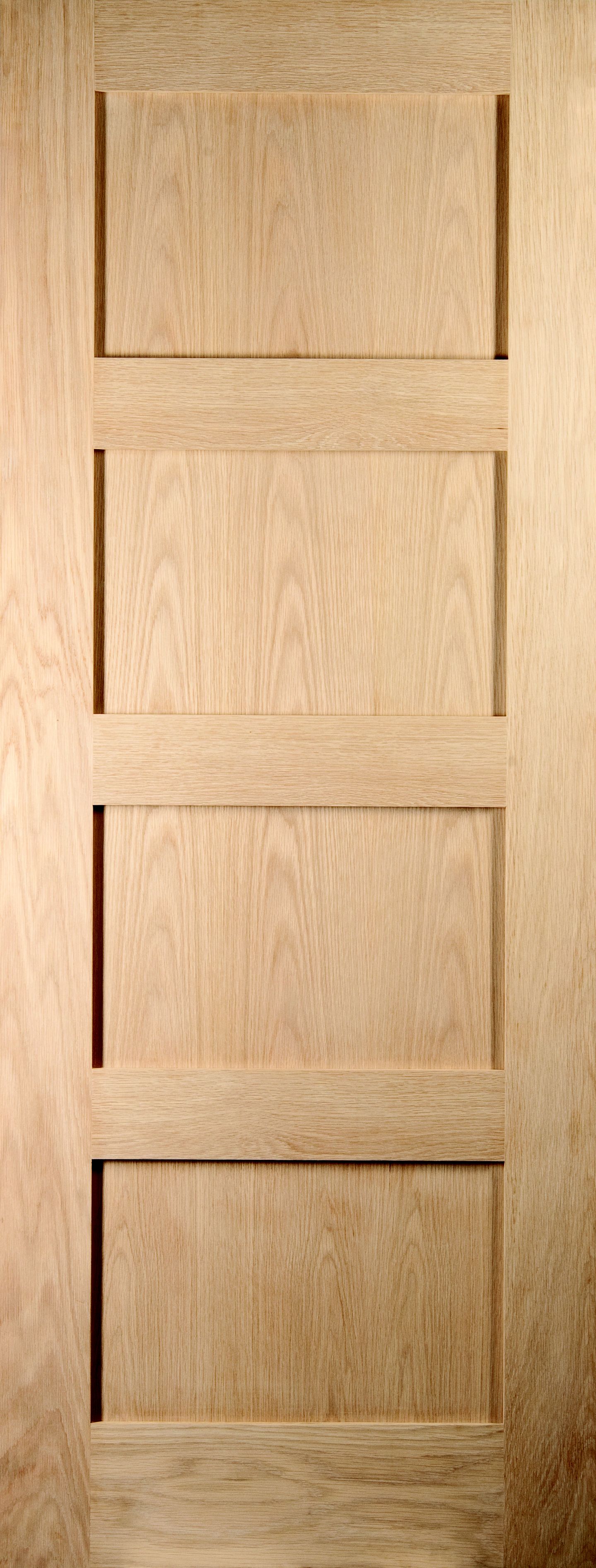 4 panel Unglazed Shaker White oak veneer Internal Door, (H)1981mm (W)610mm (T)35mm