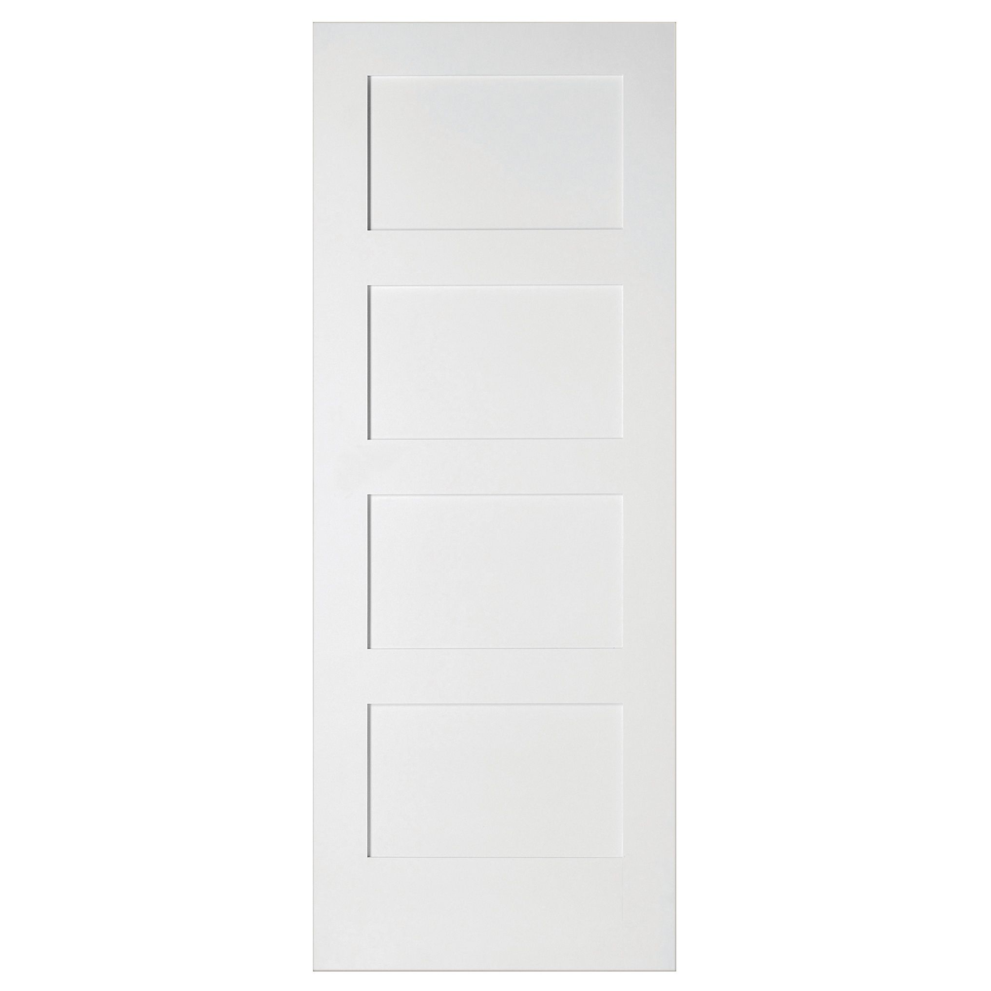 4 panel Unglazed Shaker White Oak veneer Internal Door, (H)1981mm (W)610mm (T)35mm