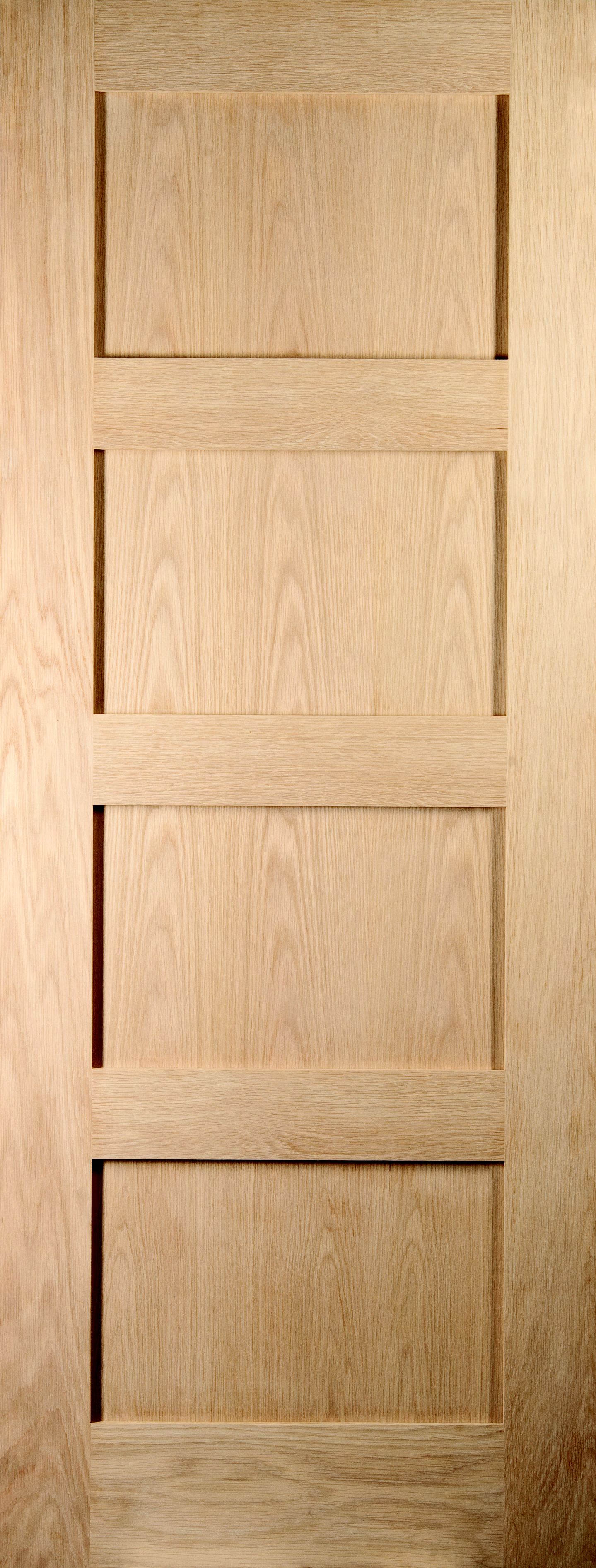 4 panel Unglazed Shaker White oak veneer Internal Door, (H)1981mm (W)838mm (T)35mm
