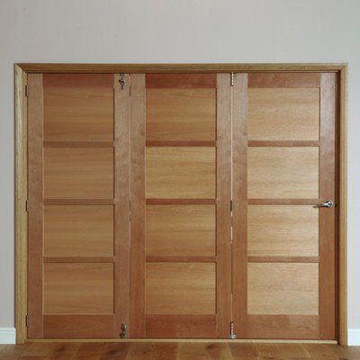 4 panel Unglazed Timber Hardwood veneer Internal Folding Door set, (H)2035mm (W)2146mm