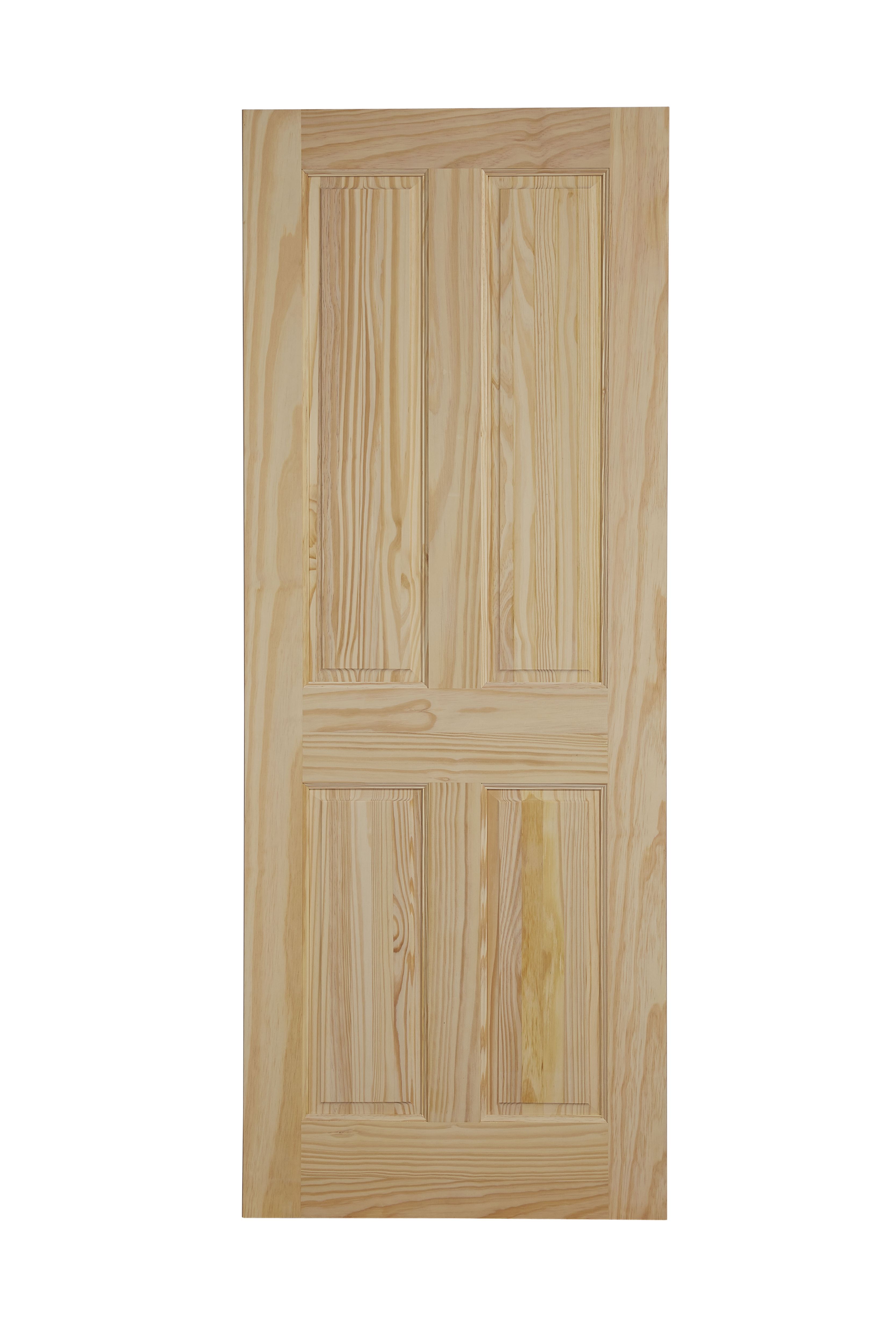 4 panel Unglazed Traditional Pine veneer Internal Clear pine Fire door, (H)2040mm (W)726mm (T)40mm