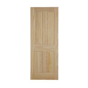 4 panel Unglazed Traditional Pine veneer Internal Clear pine Fire door, (H)2040mm (W)726mm (T)40mm