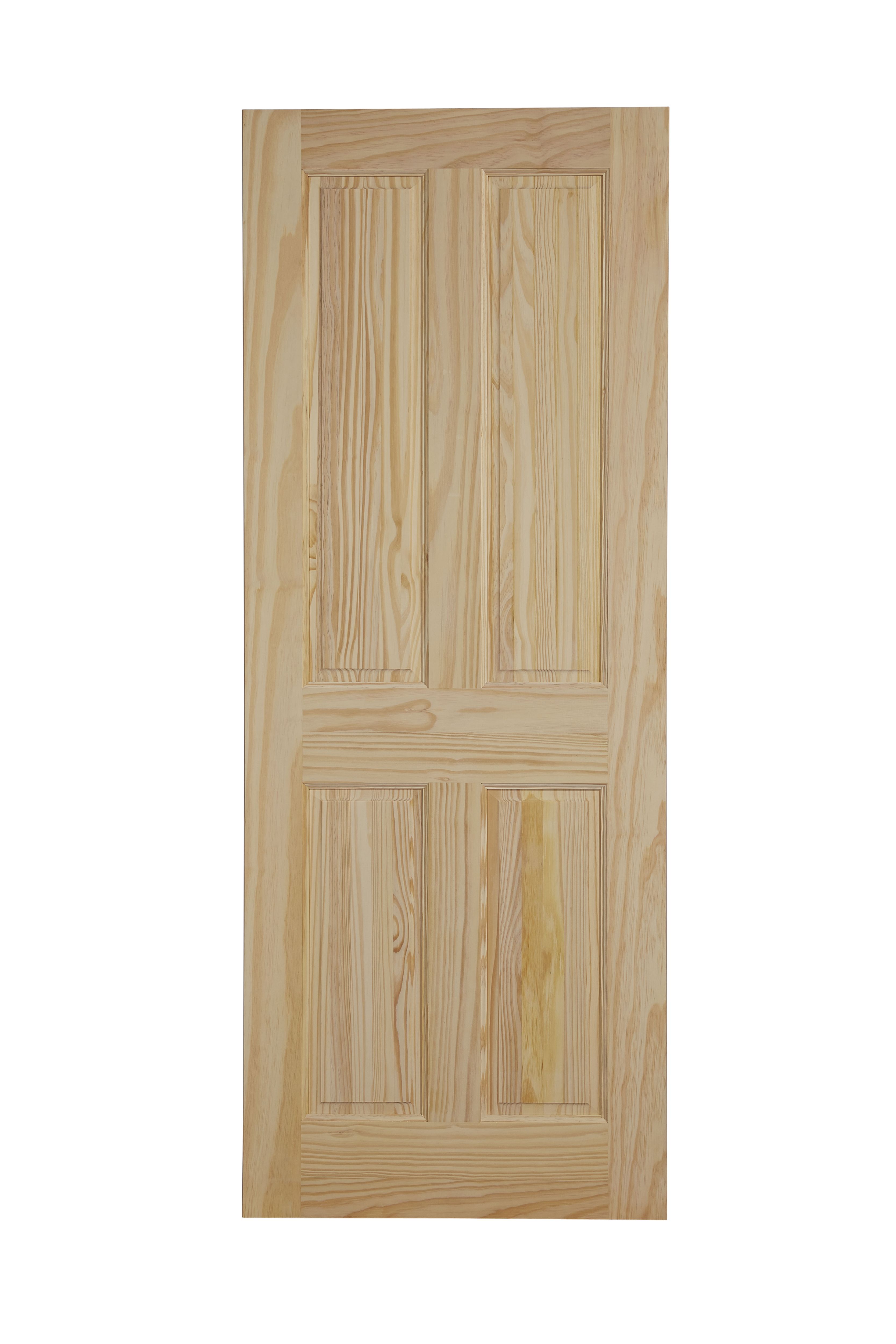 4 panel Unglazed Traditional Pine veneer Internal Clear pine Fire door, (H)2040mm (W)826mm (T)40mm