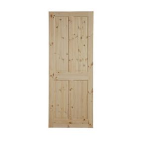 4 panel Unglazed Victorian Internal Knotty pine Door, (H)1981mm (W)610mm (T)35mm
