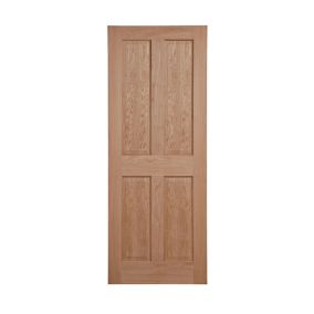 4 panel Unglazed Victorian Internal Oak Door, (H)1981mm (W)762mm (T)44mm