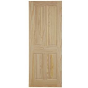4 panel Unglazed Victorian Pine veneer Internal Clear pine Fire door, (H)1981mm (W)686mm (T)44mm