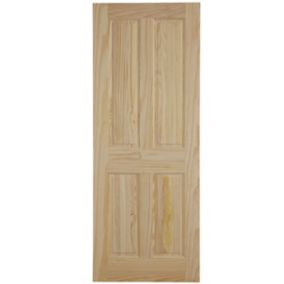 4 panel Unglazed Victorian Pine veneer Internal Clear pine Fire door, (H)1981mm (W)838mm (T)44mm
