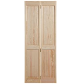 4 panel Unglazed Victorian Unfinished Clear pine Internal Bi-fold Door set, (H)1946mm (W)750mm