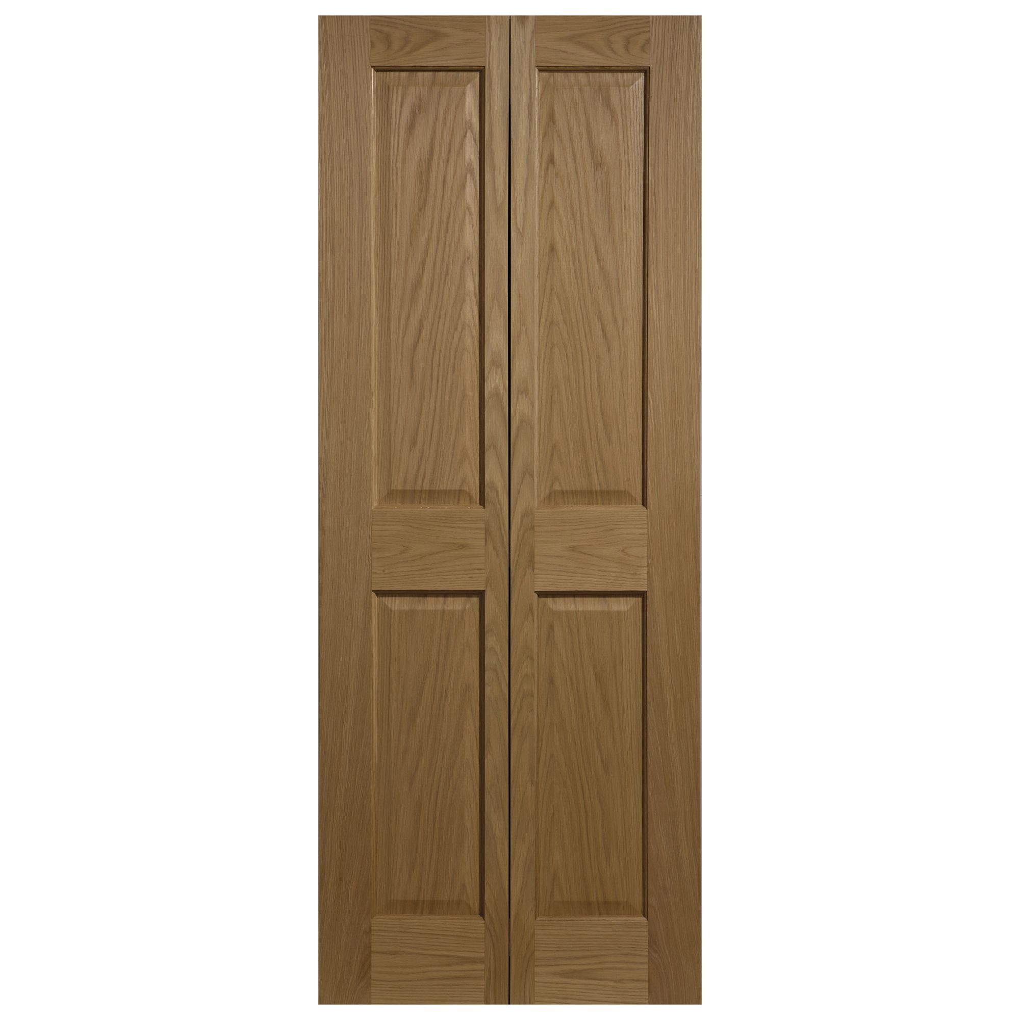 4 panel Unglazed Victorian White oak effect Timber Oak veneer Internal Bi-fold Door set, (H)1945mm (W)753mm