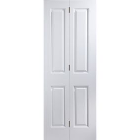 4 panel Unglazed White Internal Bi-fold Door set, (H)1950mm (W)674mm