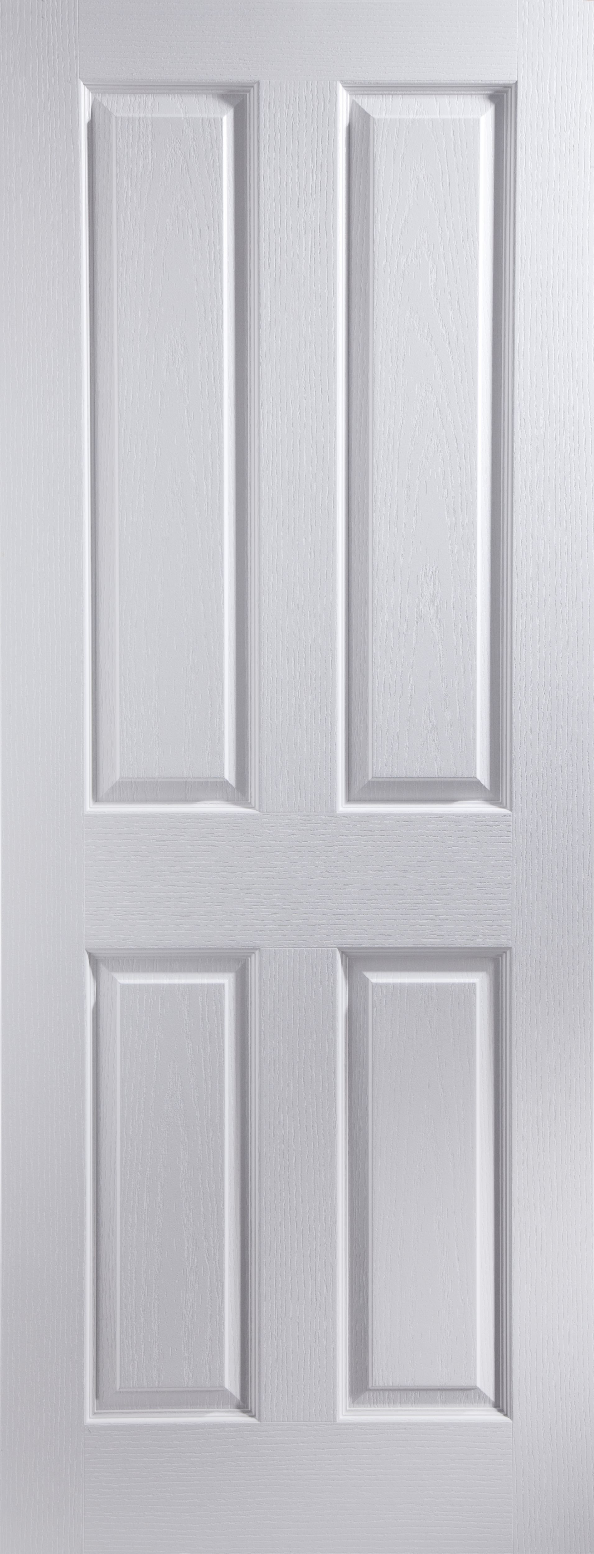 4 panel Unglazed White Woodgrain effect Internal Door, (H)1981mm (W)610mm (T)35mm