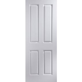 4 panel Unglazed White Woodgrain effect Internal Door, (H)1981mm (W)610mm (T)35mm